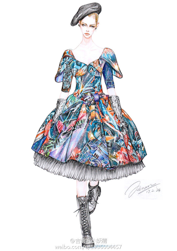 服装设计手稿##服装设计手稿##手绘服装效果图##彩铅手绘