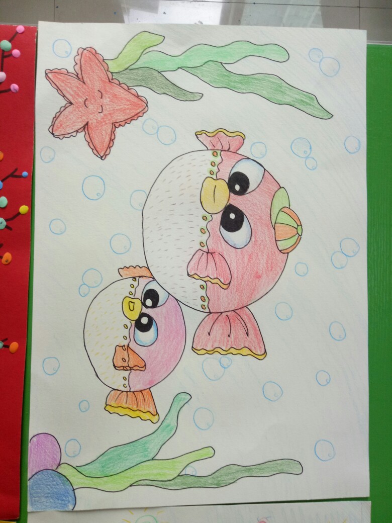 鱼泡泡的画法彩色的图片