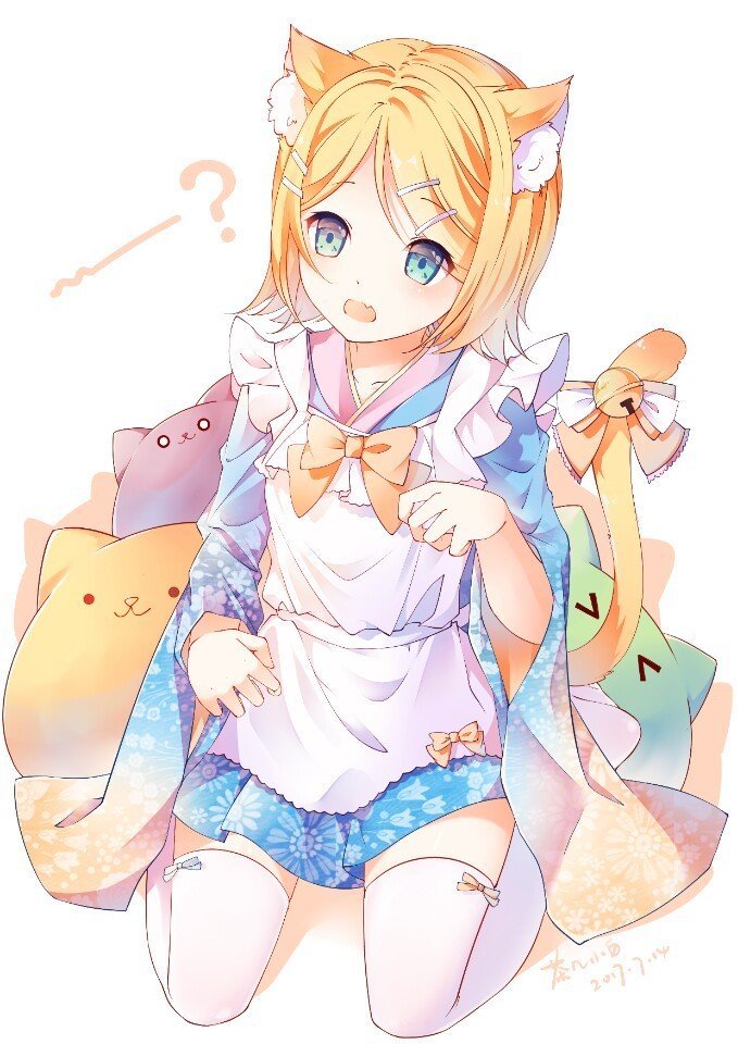 二次元 动漫 女生 女仆 猫娘 兽耳 白丝 甜美可爱