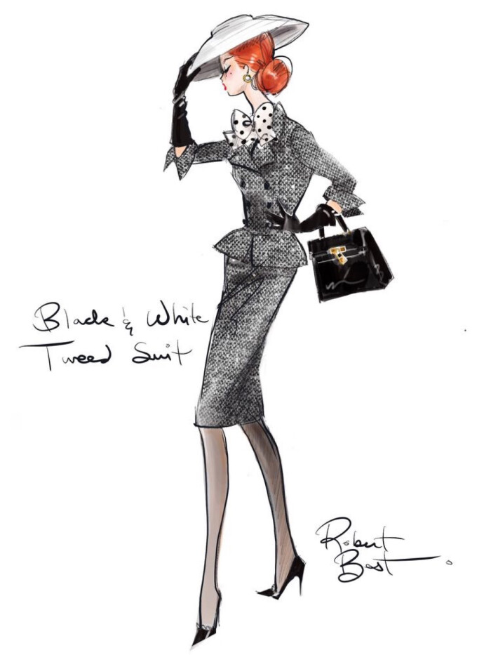 时装绘画 芭比服装设计手稿 @robert best