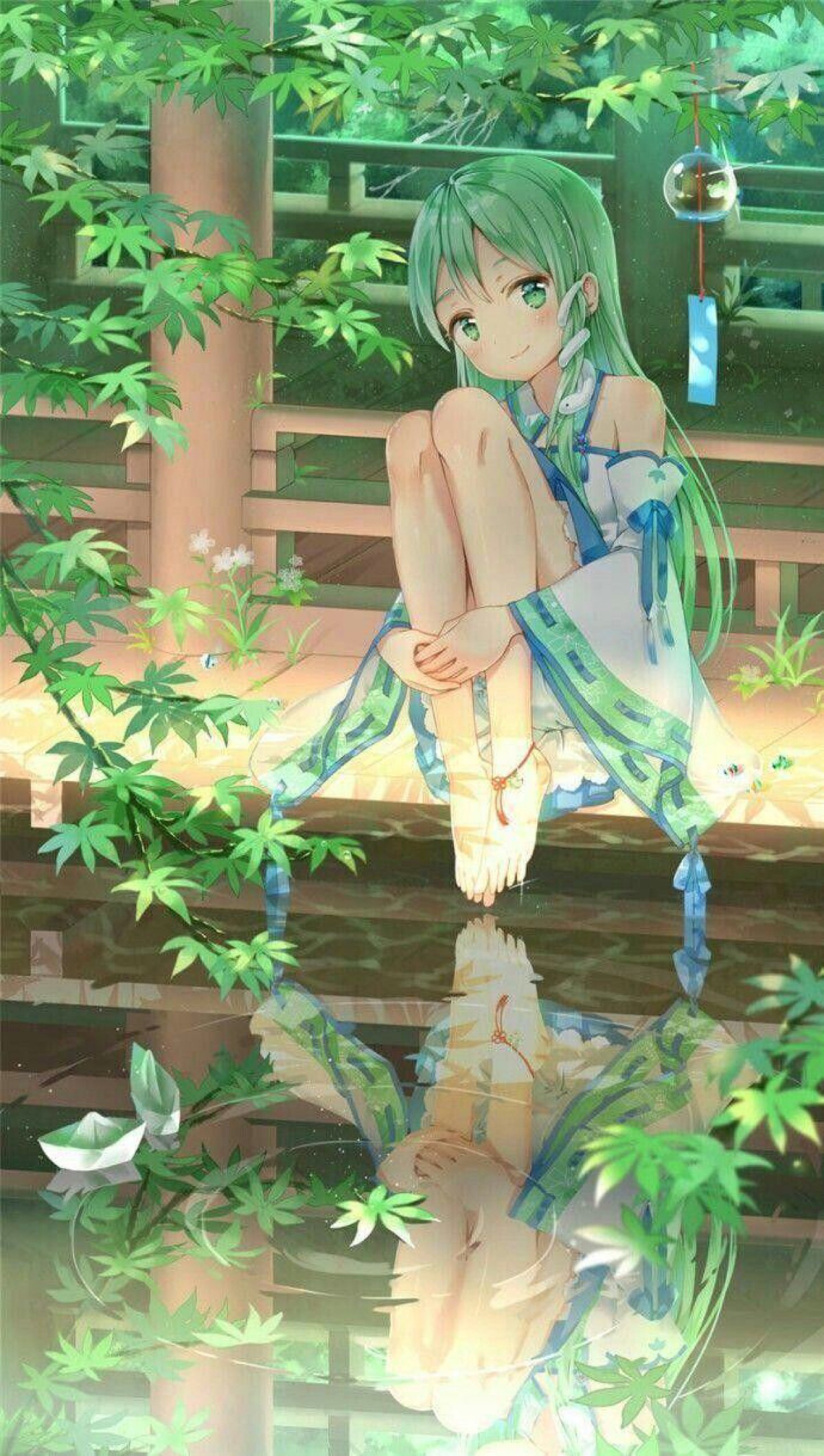 动漫二次元高清壁纸背景大图 绿色 女头像 小清新