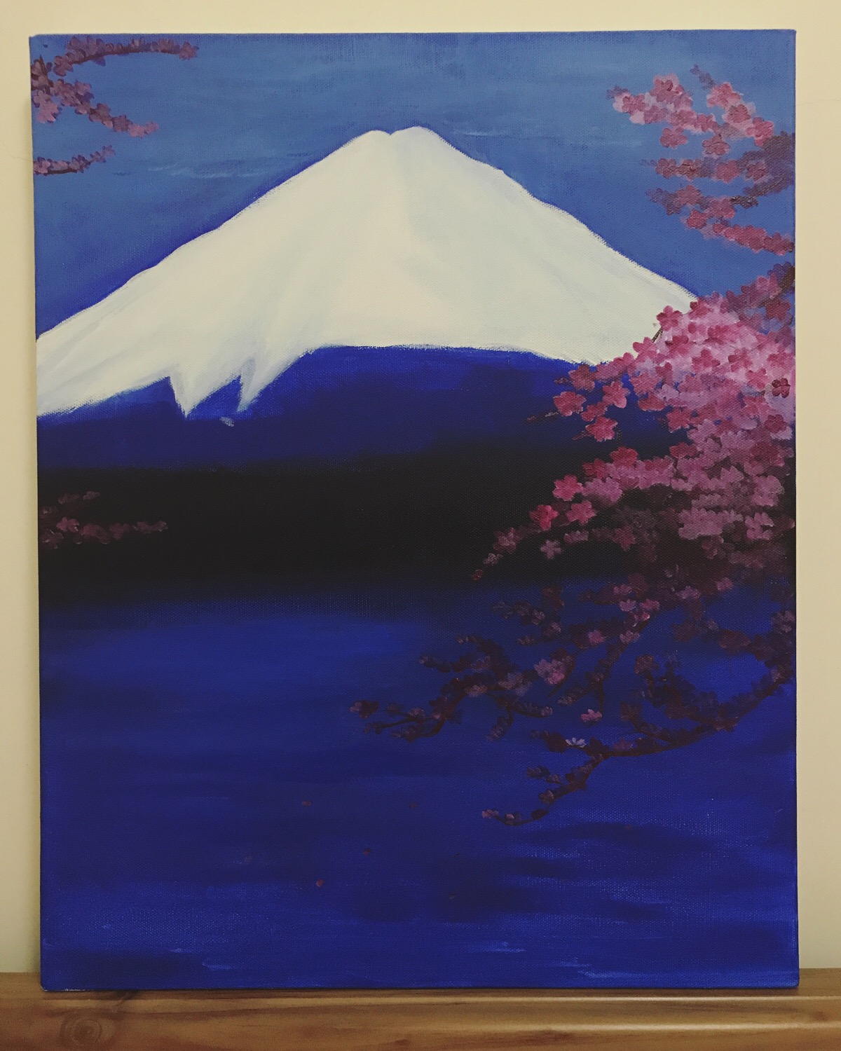 富士山下壁纸油画图片