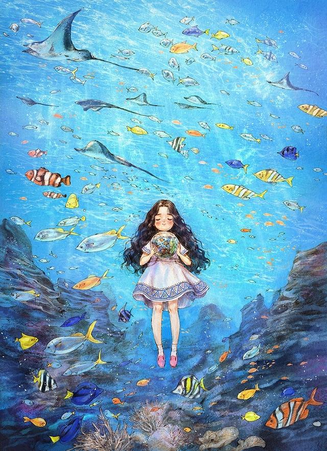 韩国插画家aeppol《森林女孩日记》系列插画