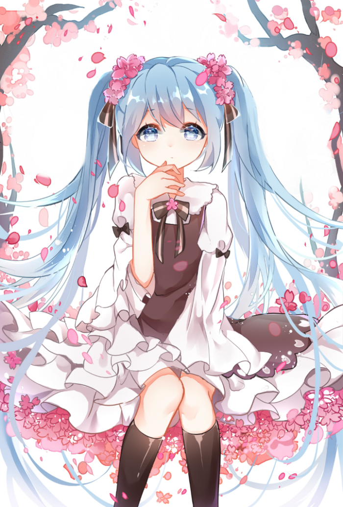 初音未来,樱花,,樱花,画眼线的猫嘟嘟,画眼线,眼线,画,猫,,猫,嘟嘟