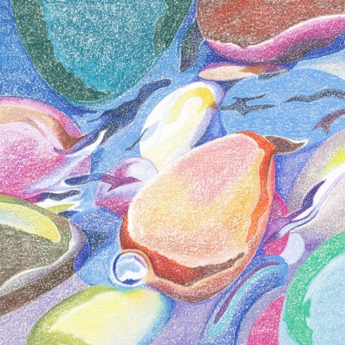 彩铅七彩河石画〕ester roi美国南加州艺术家和发明家,她将铅笔尖的