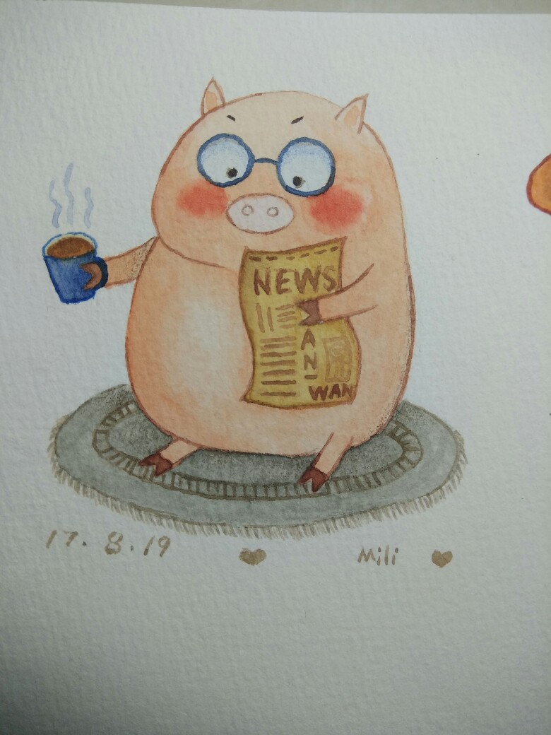 小猪 水彩动物