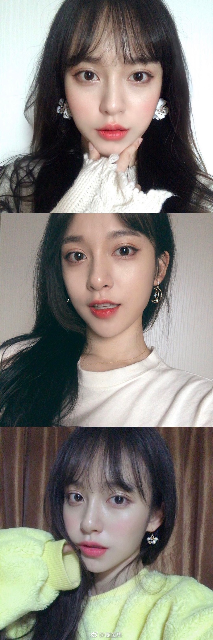 韩国网红 韩国女生jessie | 妆容精致甜美 图源微博 止于乏味 拿图点