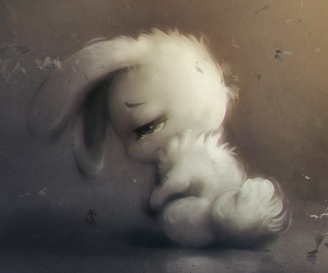 抑郁兔子插画图片