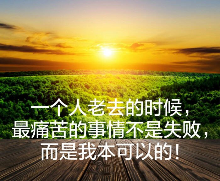 一个人老去的时候,最痛苦的事情不是失败,而是我本可以的!