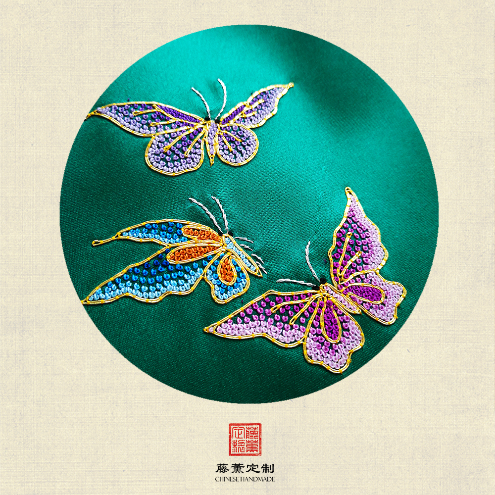 中国传统手工刺绣蝴蝶