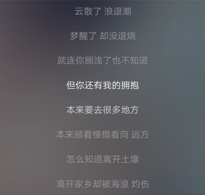 云散了/浪退潮/梦醒了/却没退烧/就连你搁浅了也不知道/但你还有我的