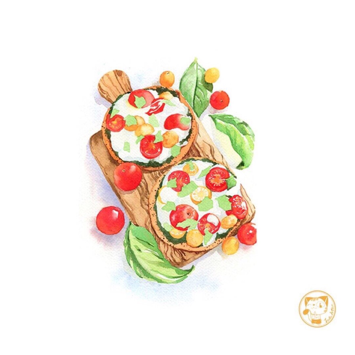 插画 水彩 食物 手绘 美食 甜品 甜食 作者微博@麦片小猫