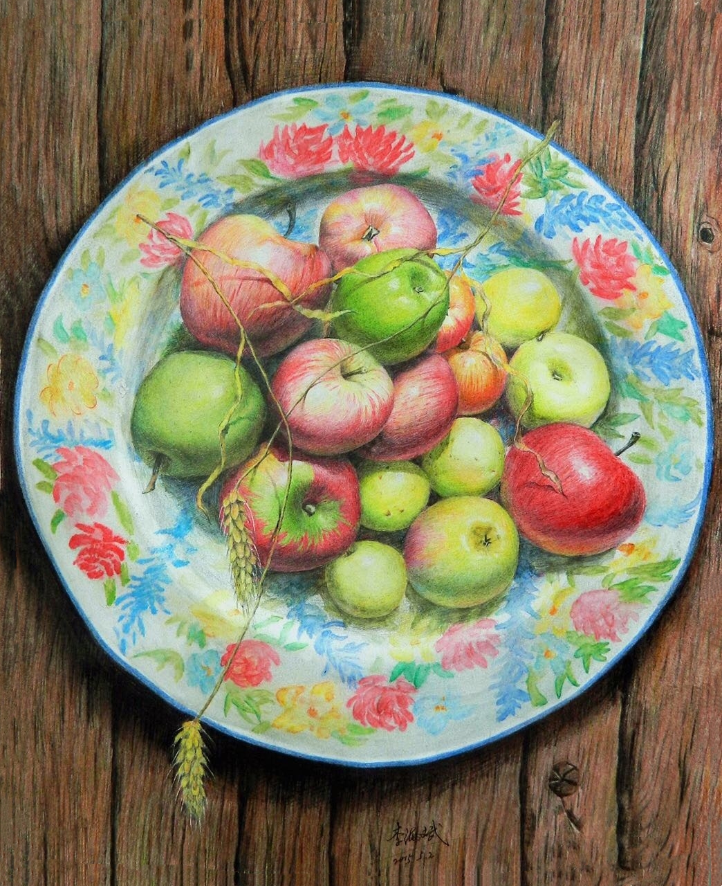 彩铅画一盘果子作者我们画画吧嗯