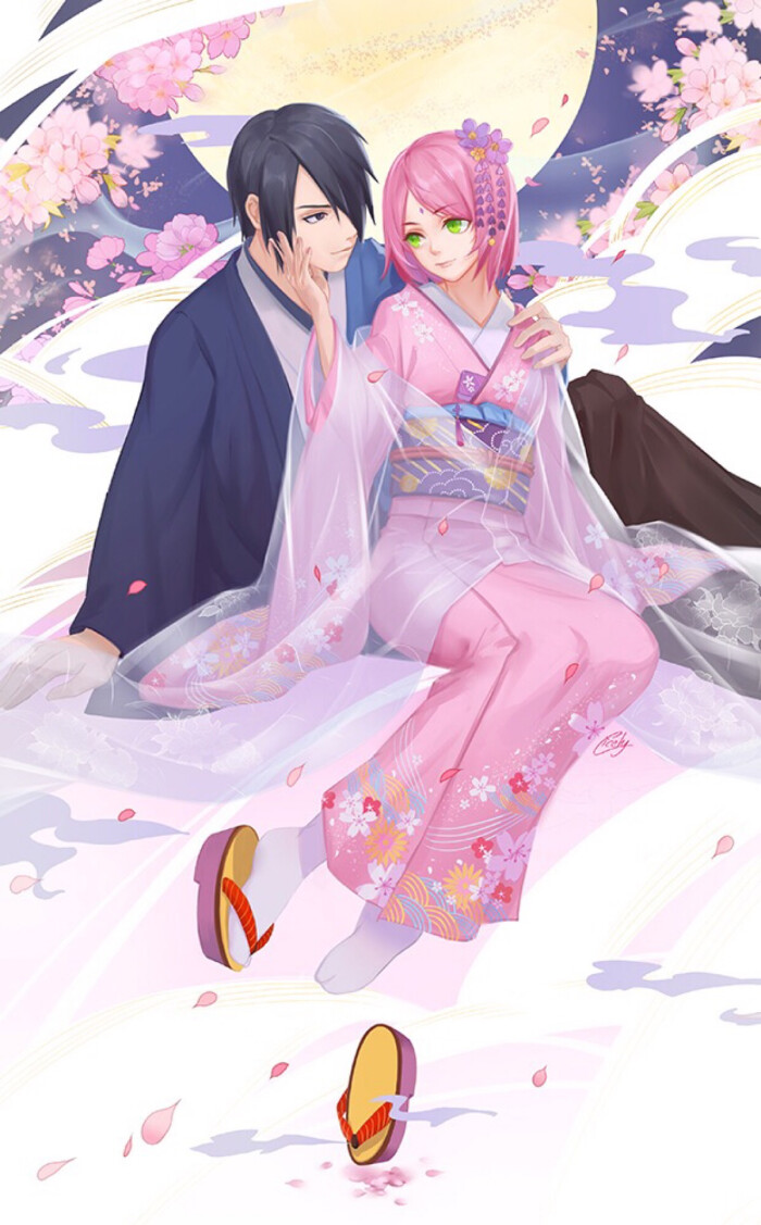 【佐樱】宇智波一家~佐助和小樱~(图侵删)