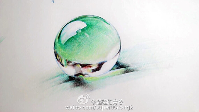 纸上彩铅-《水珠》作者:@超超的青葱