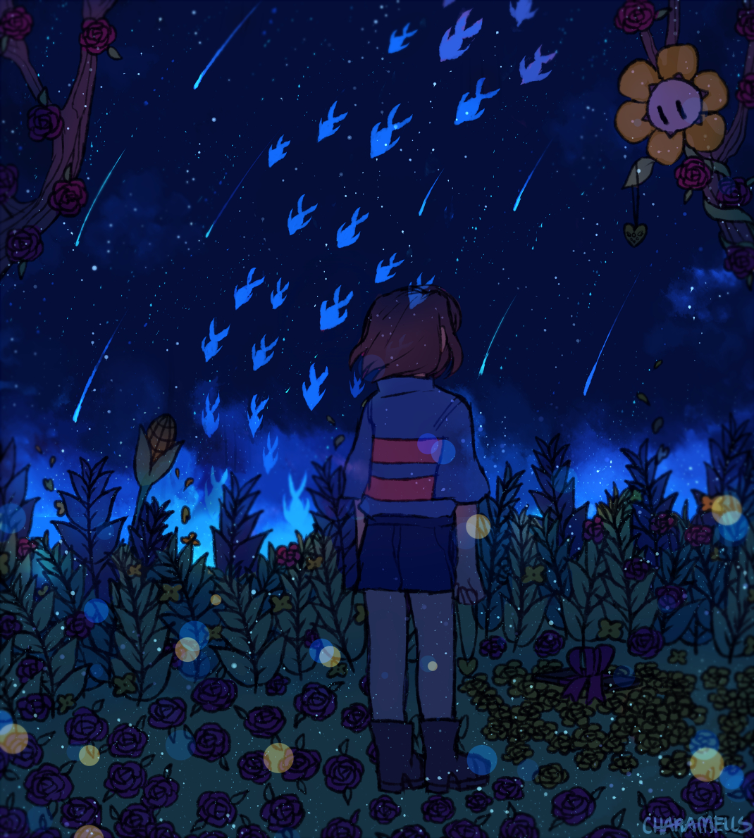 frisk和flower开车图,frisk和Flower开车图 undertale——frisk&flowey