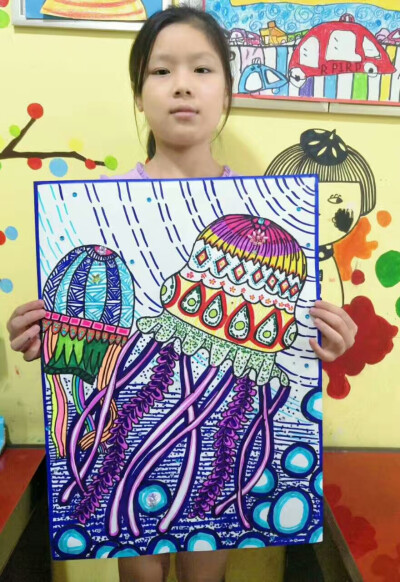 线描水母