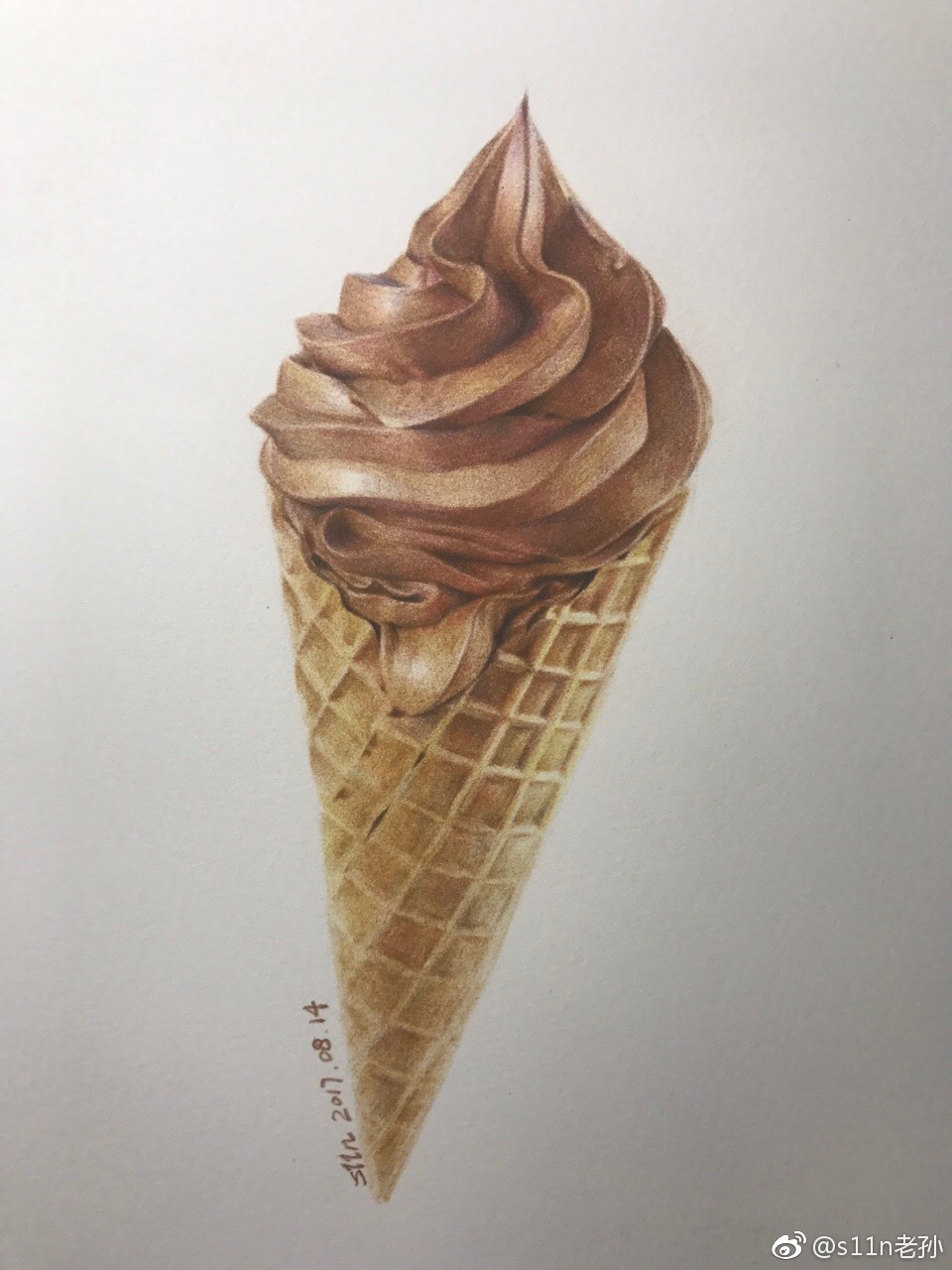 彩铅画冰淇淋手绘图片图片