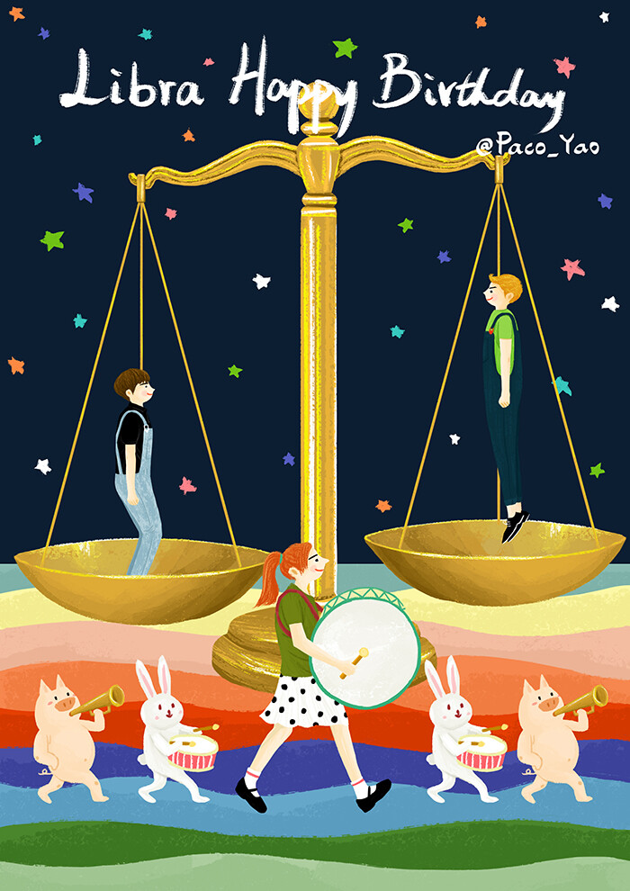 Paco_Yao插画原创星座天秤座生日a插画…什么星座克摩羯图片