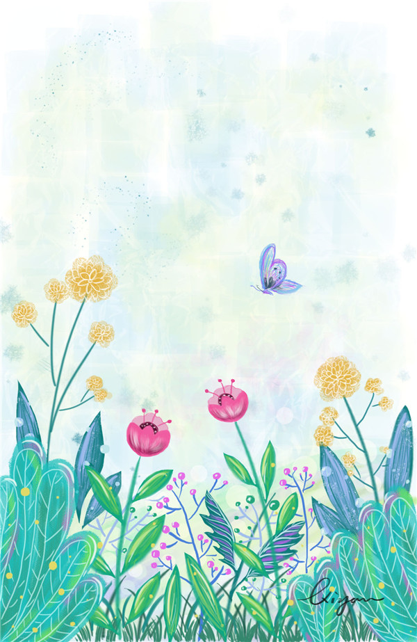 雨后花园,蝴蝶翩翩起舞