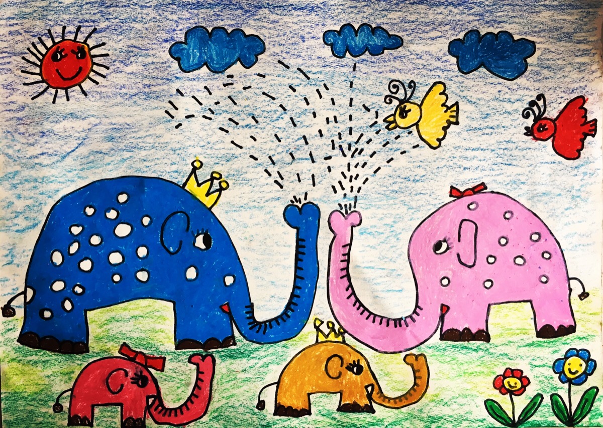 以大象为主题的儿童画图片