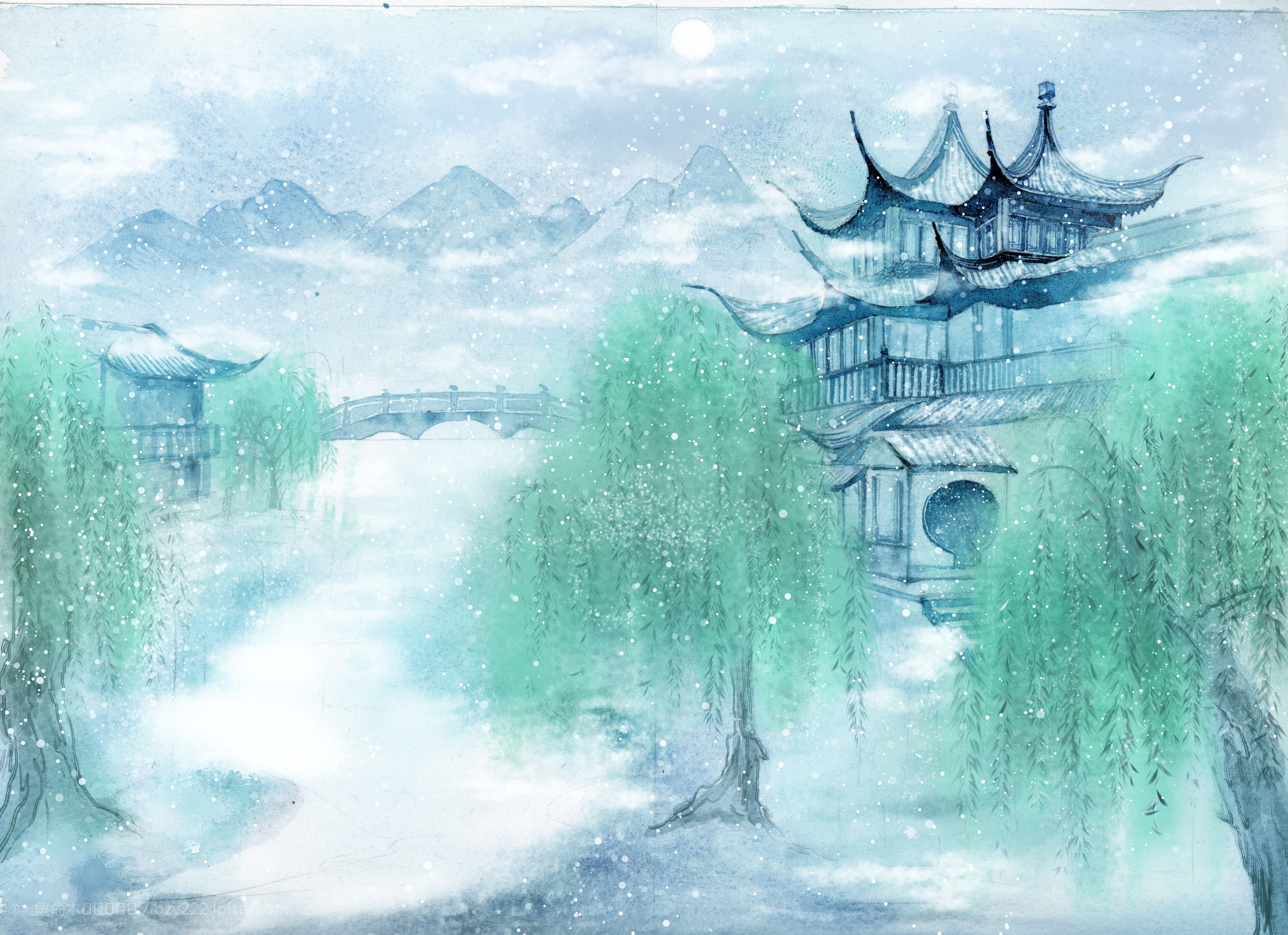 古风水彩素材 〕作者 鱼俞木