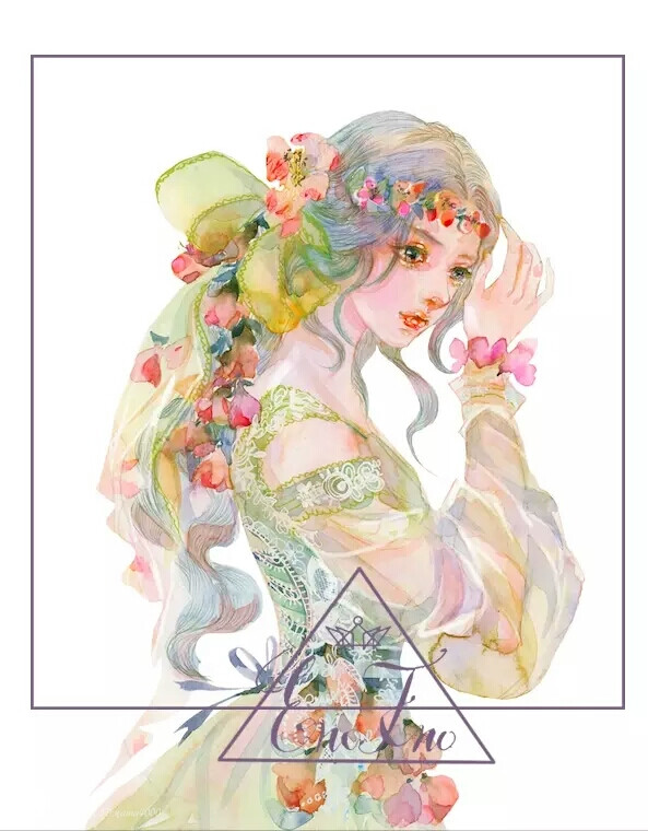 手绘水彩女子画师:enofno
