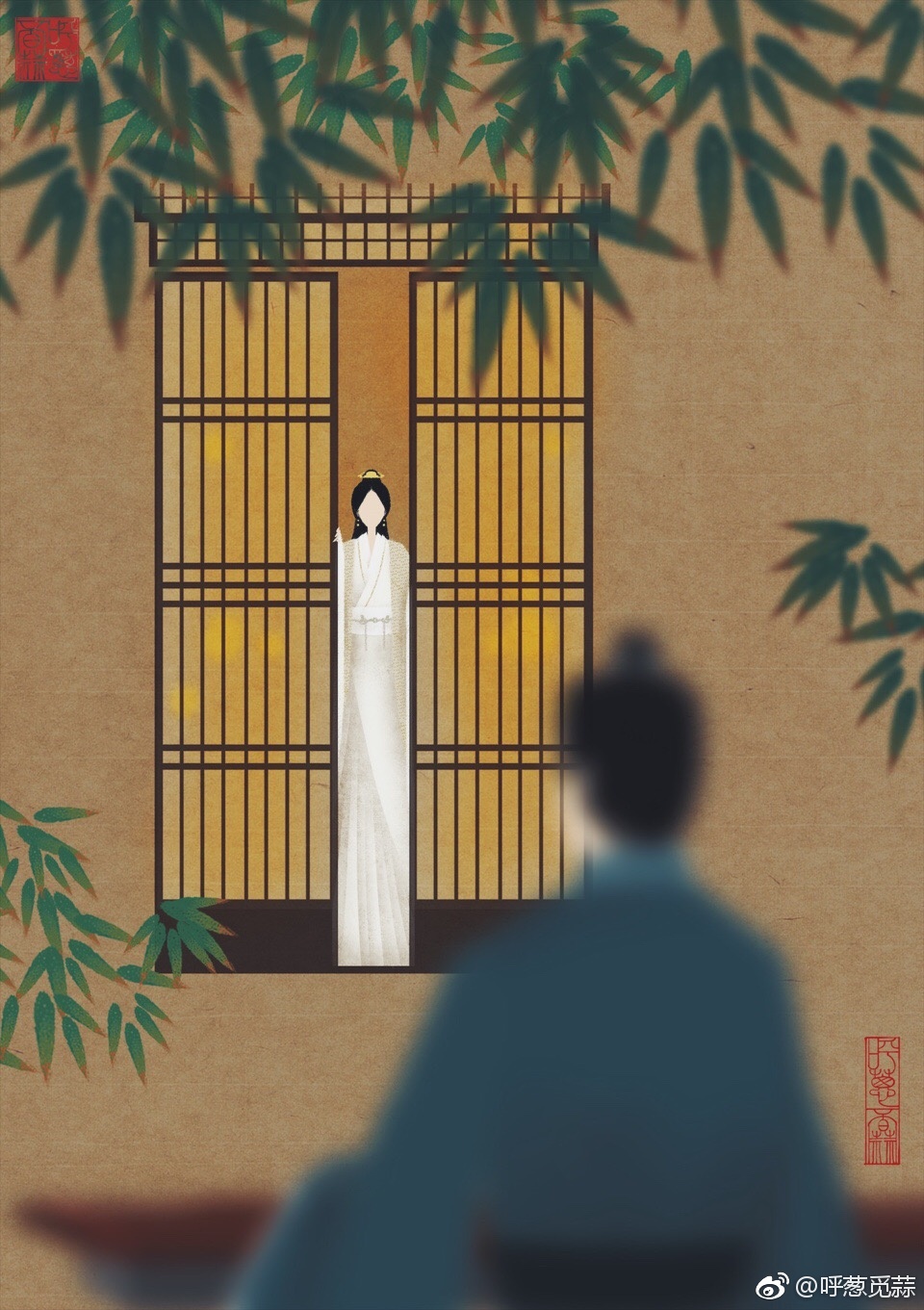 手绘古风无脸画