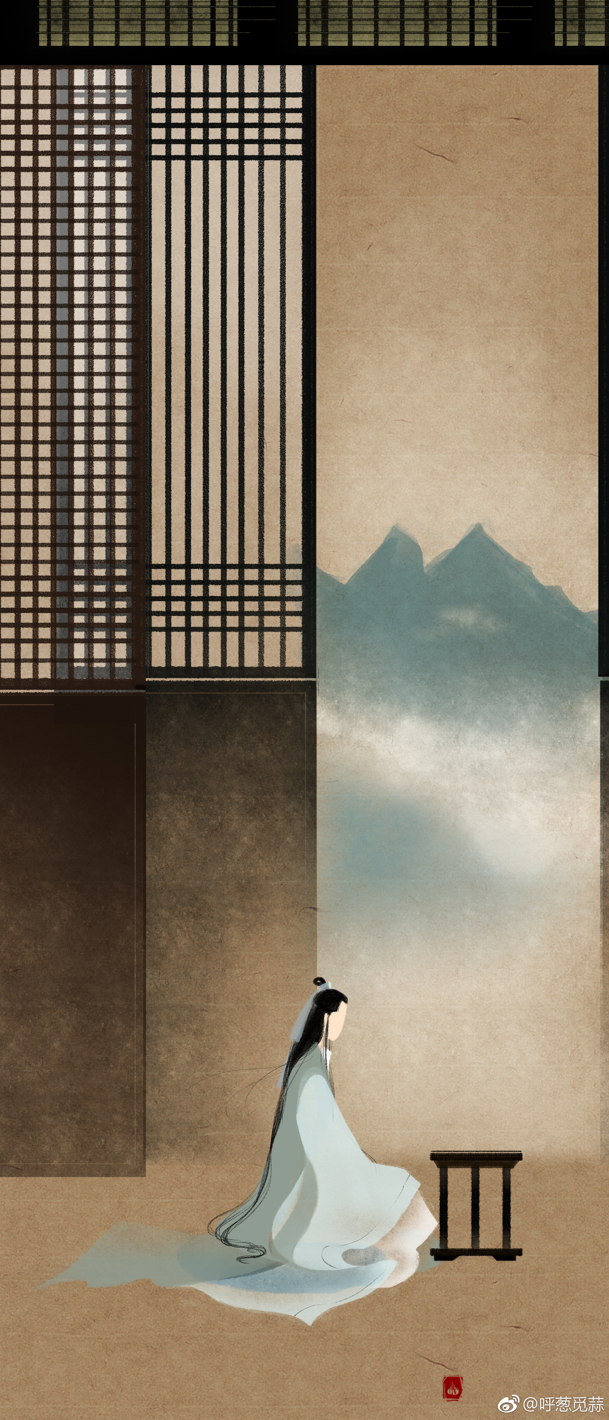 手绘古风无脸画