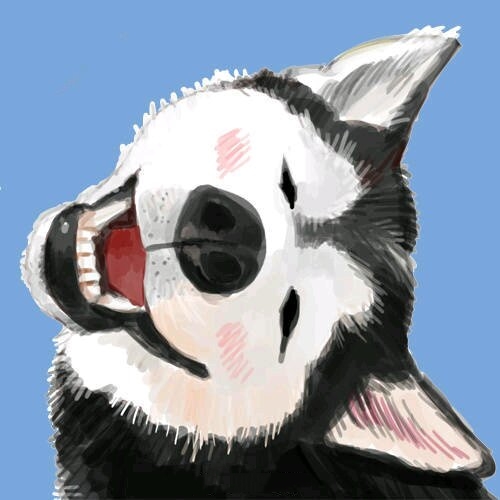 搞怪情侣头像 男头像 情头 蓝色背景 狗@weibo