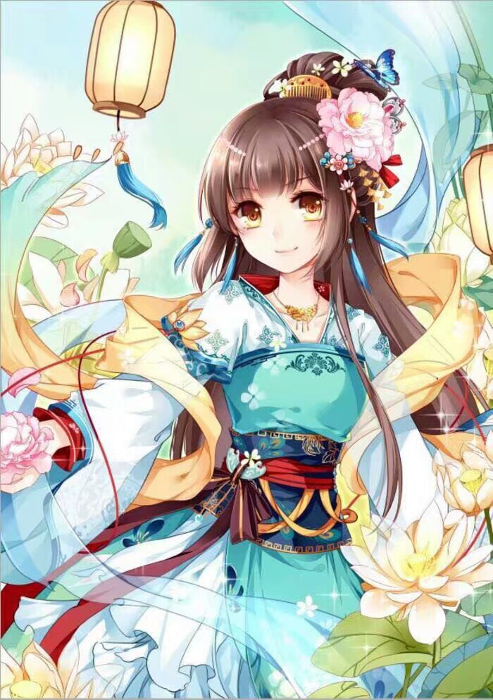 古装 女生 花草
