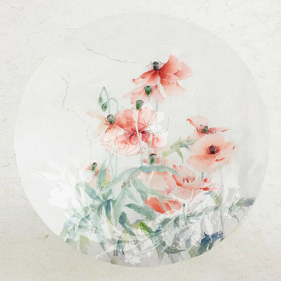 镜画|水月 镜片国画绘制之方寸间的虚幻仙境豆蔻犹艳,花落知多少蝴蝶