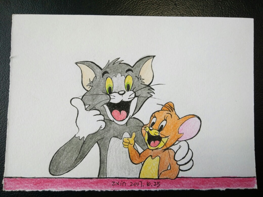 猫和老鼠彩铅画图片