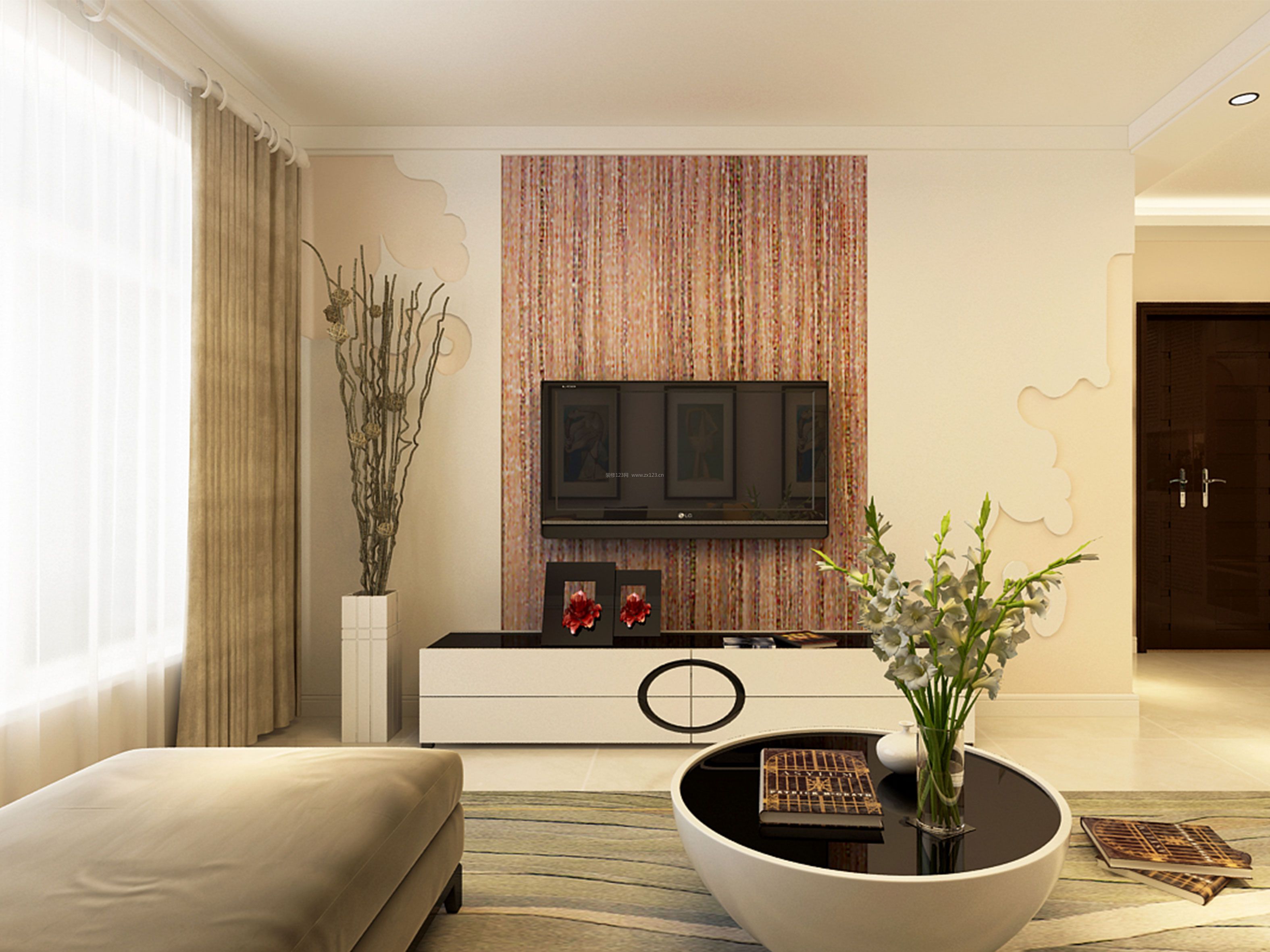 两室两厅客厅电视壁纸背景墙装修效果图