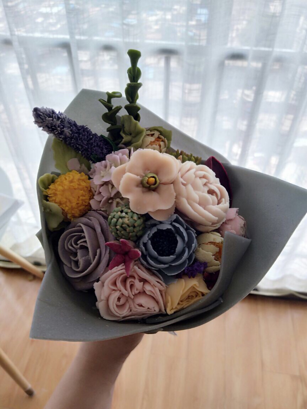 豆沙裱花 花束蛋糕 韩式裱花