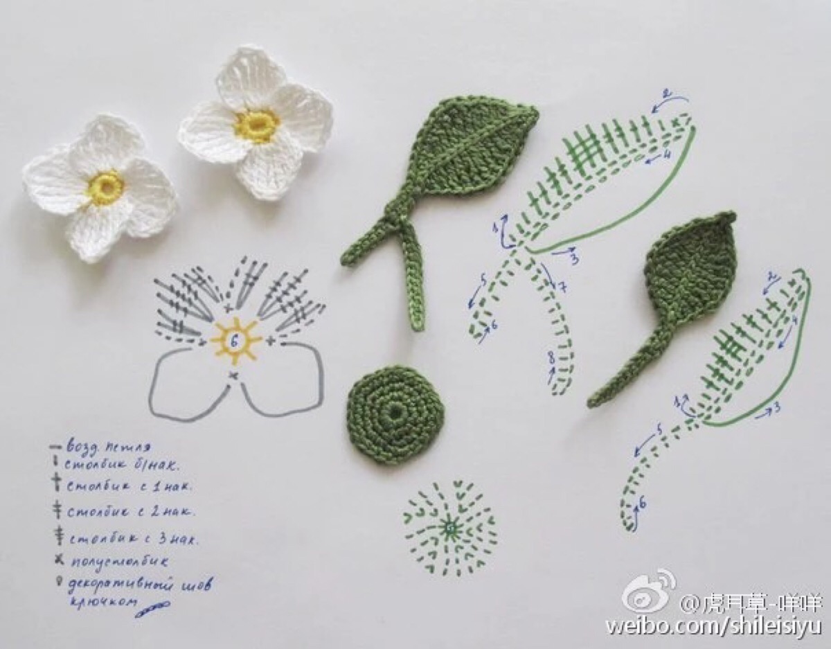 各种小花朵的毛线织法图片
