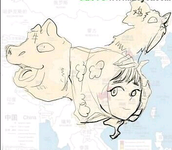 中国地图拟人图片