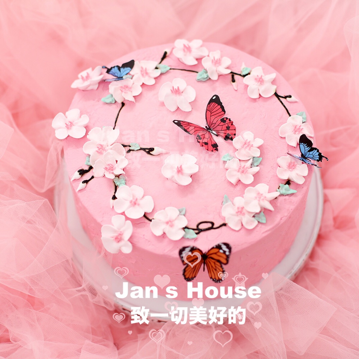 七夕情人蝴蝶花环蛋糕