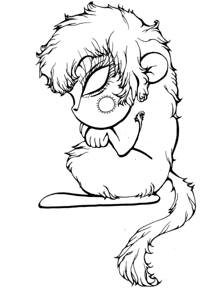 黑白插画之萌版十二生肖—猴