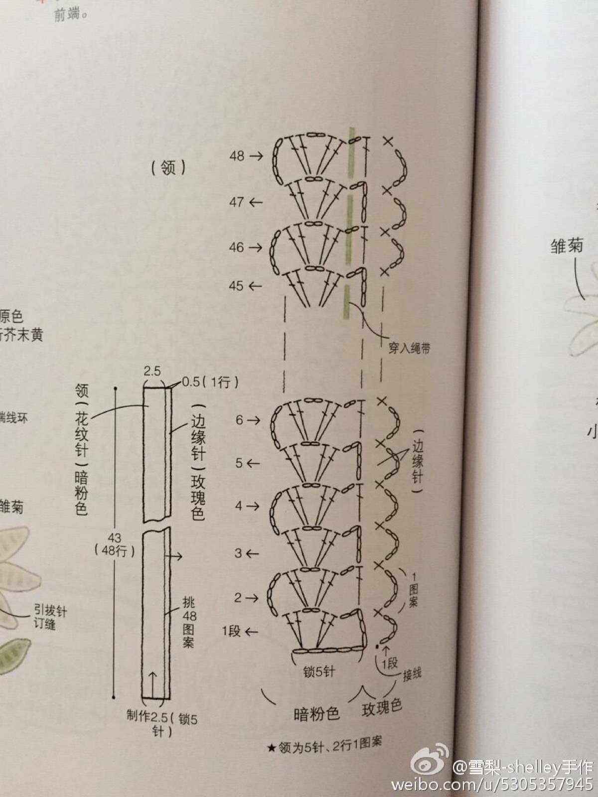钩针花朵假领子图解
