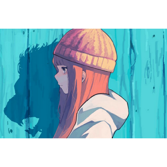 白边 自制 头像 蓝色 两面 少女 动漫