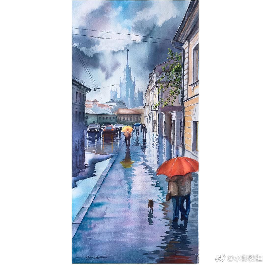 雨天 水彩