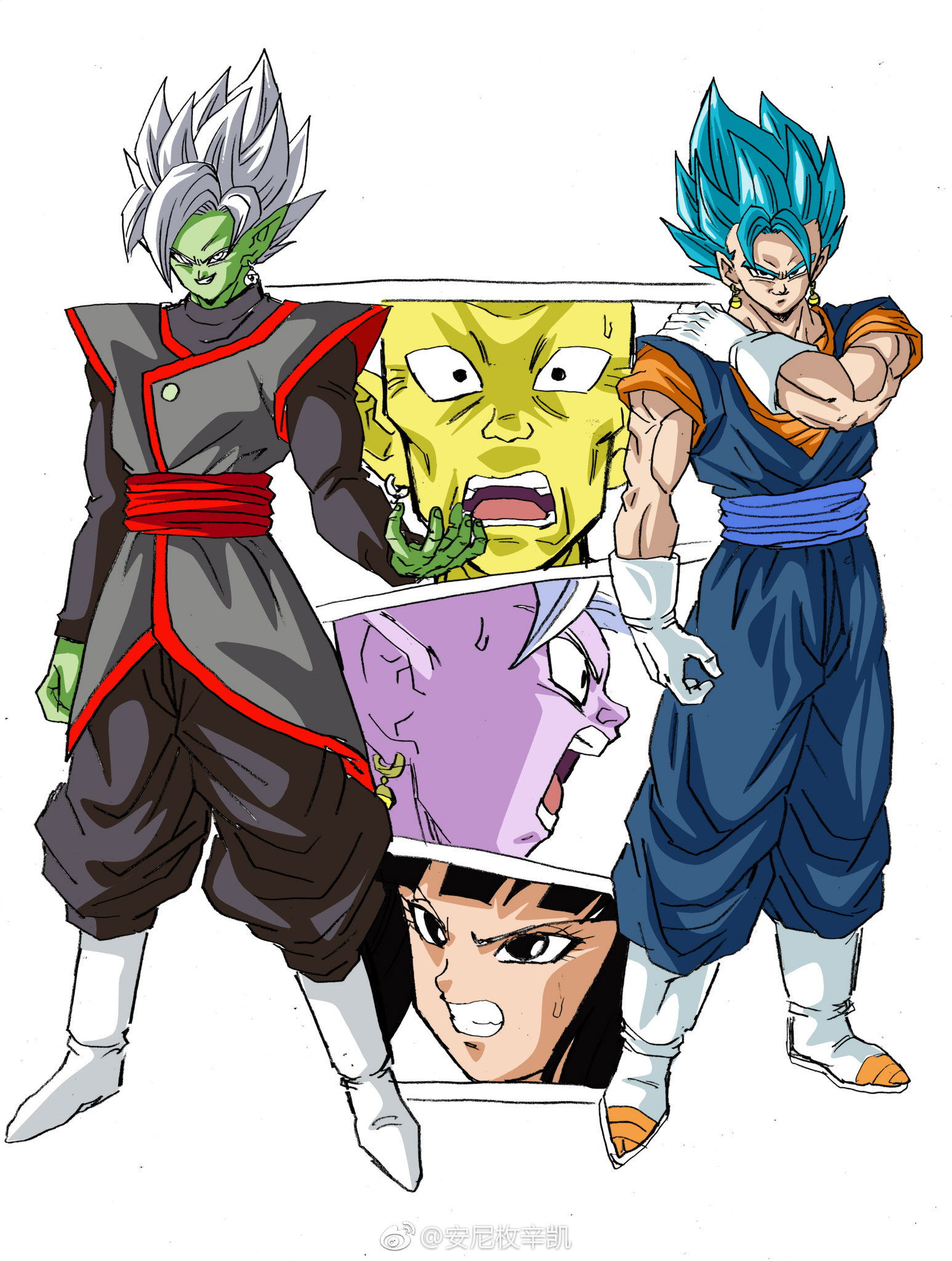 老杨绘画的龙珠超漫画第四卷内封同人图,由微博博主安尼枚辛凯 (原名