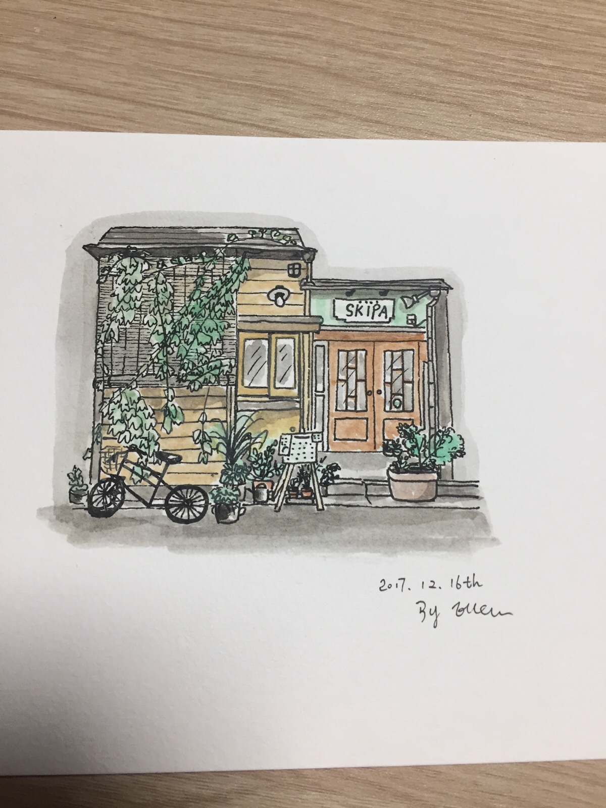 水彩 插画 手绘 手账 门面 店铺 小店