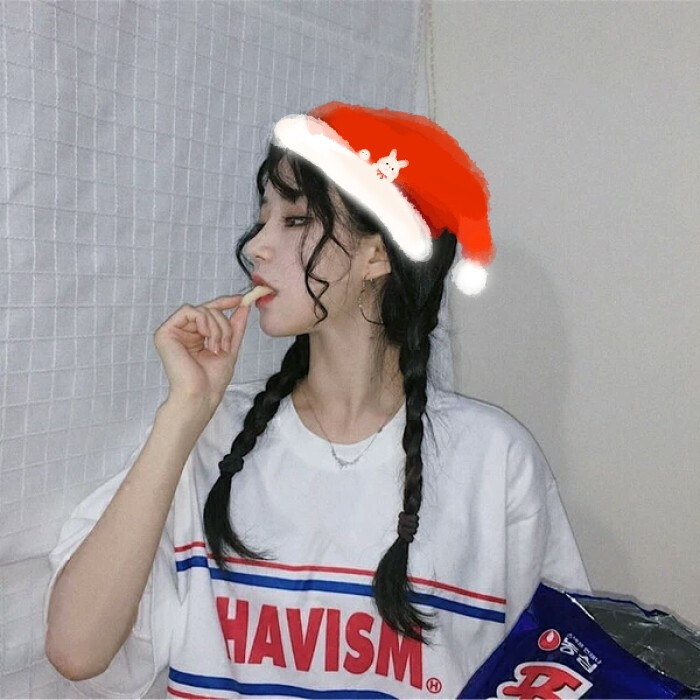 圣诞头像 女生头像 圣诞帽 软妹