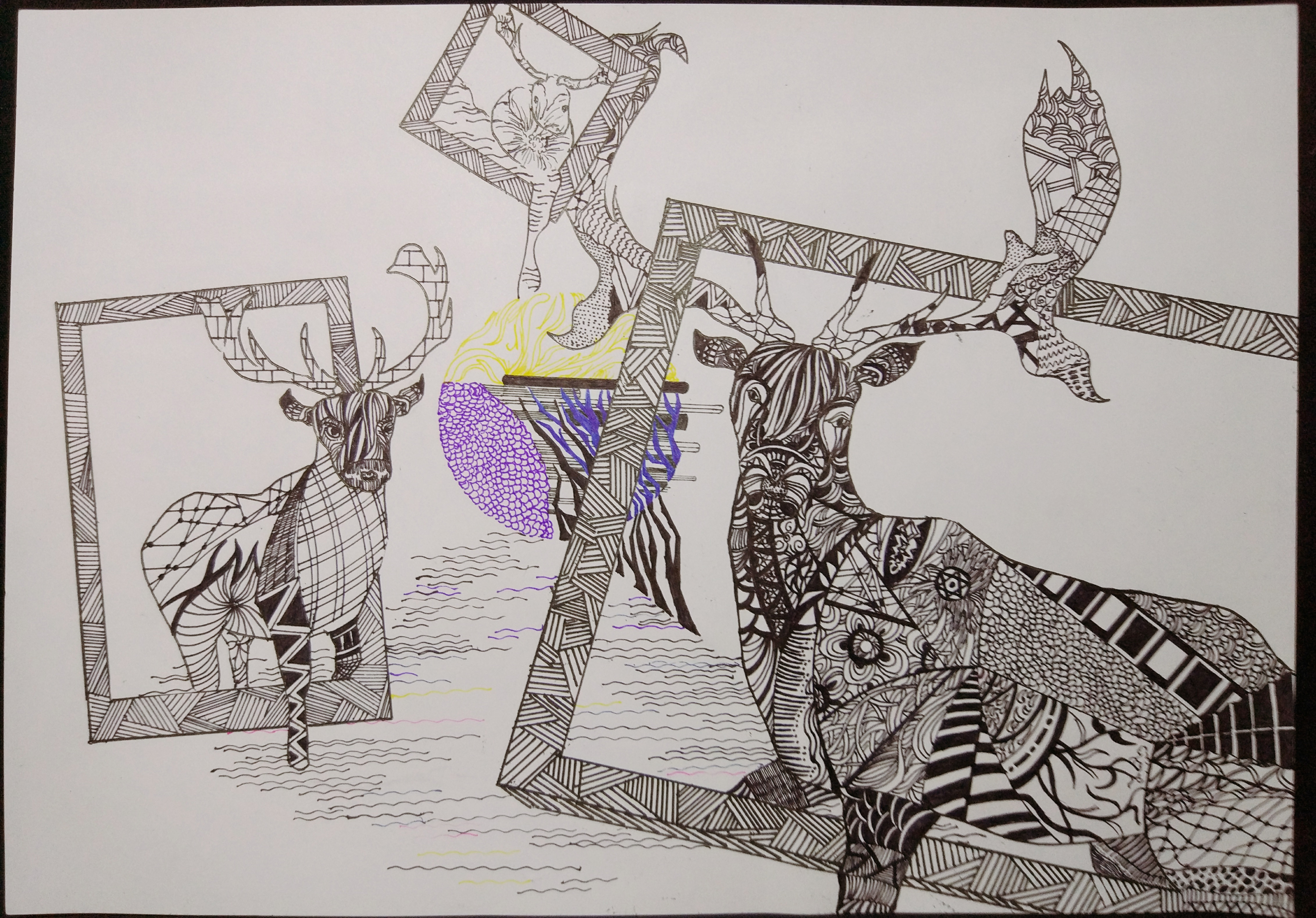 创意线描 儿童画 简笔画 线描素材 色彩