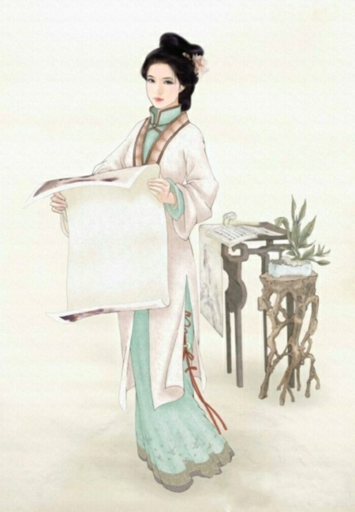 金陵十二钗时尚手绘插画—李纨