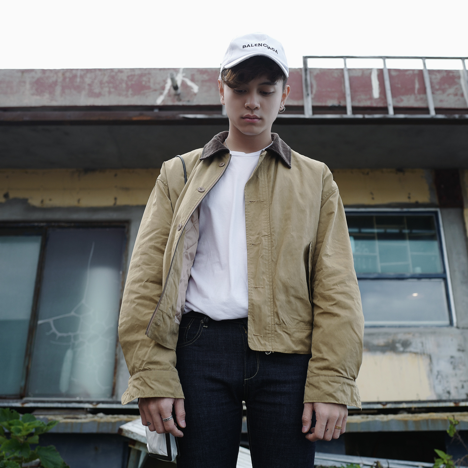 connive原创冬季宽松卡其色短款夹克潮男士复古百搭轻奢外套男