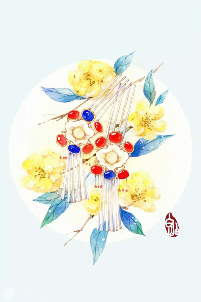 手绘古风静物
