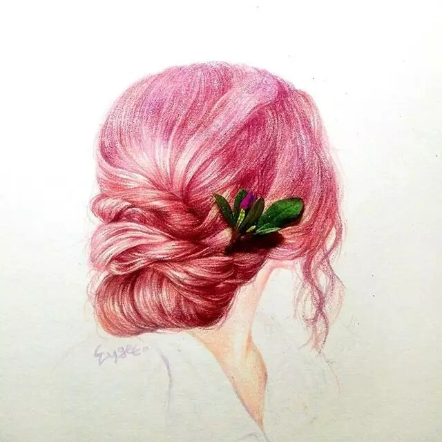 一起来分享下小天使们画的 " 彩铅发型 "